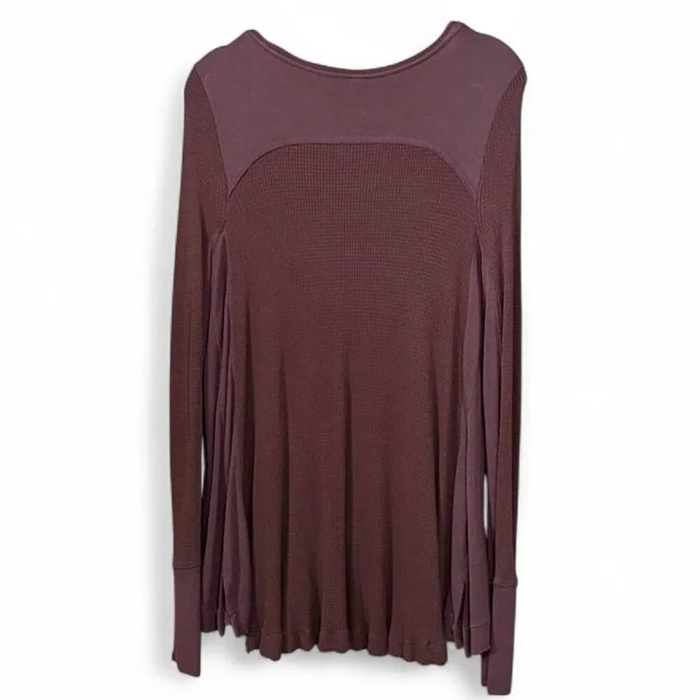 Free People malibu thermal brown‎ S women's long sleeve scoop neck We the Free